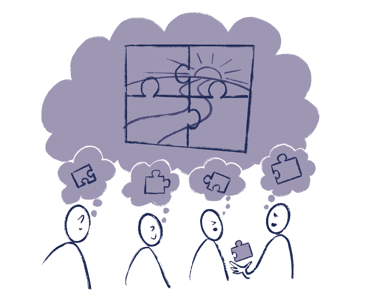 Source illustration from DH 3 showing people gathered together beyond their individual beliefs.