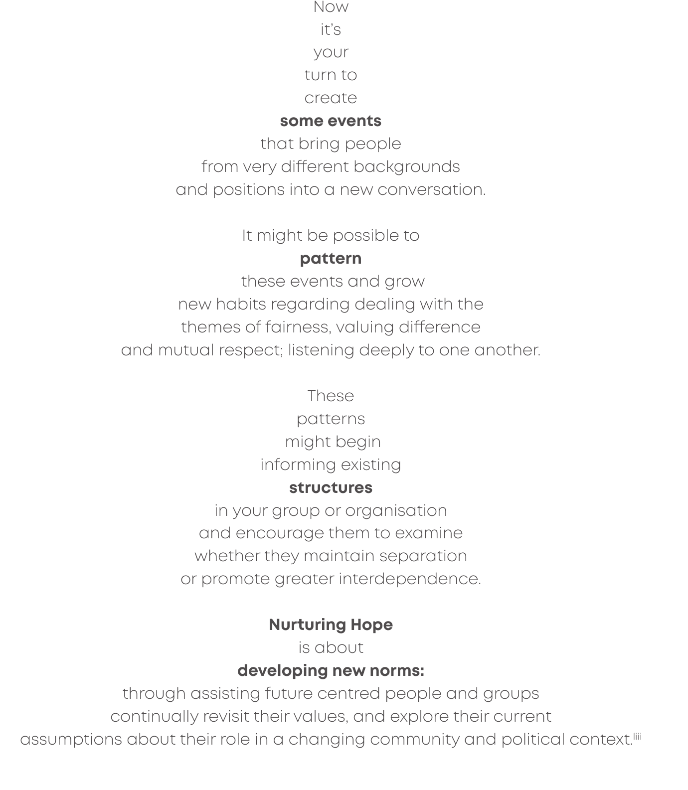 Source text cascade from DH 8 showing events becoming patterns, structures, and developing new norms.