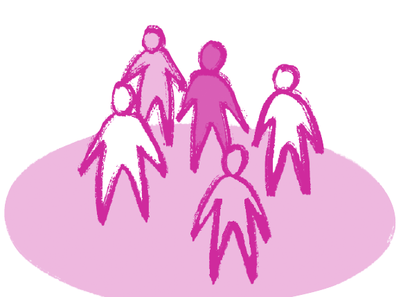 A source illustration of several people gathered together in a shared space.