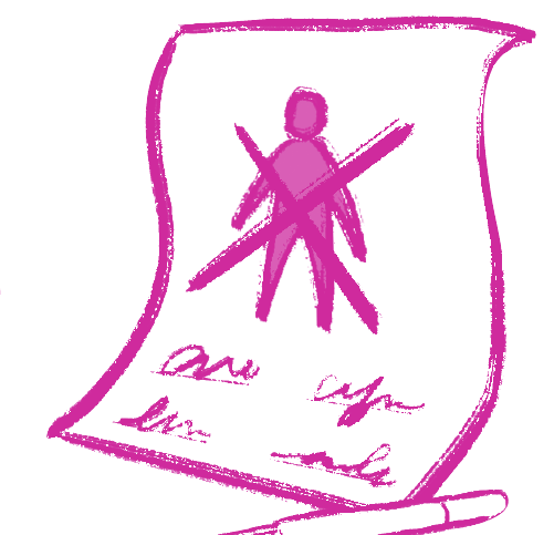 A source illustration of an excluded person marked on a page.