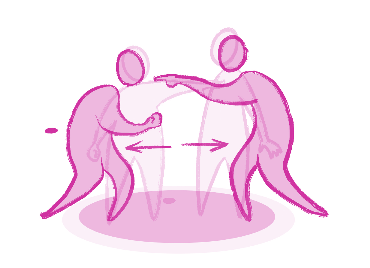 Source illustration of rivalry escalating between two people